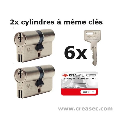 2x Cylindres Cisa C3000S à même clé