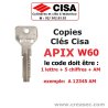 Copie cle Cisa ASIX W60